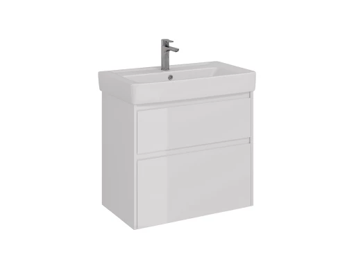 Тумба Lemark COMBI 80 см под 1 раковину, подвесная/напольная, 2 ящика, цвет корпуса, фасада: Белый г