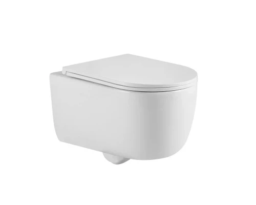 Унитаз подвесной TORNAS Rimless, сиденье дюропласт Tornas Slim SO, микролифт, быстросъем, белый, BER