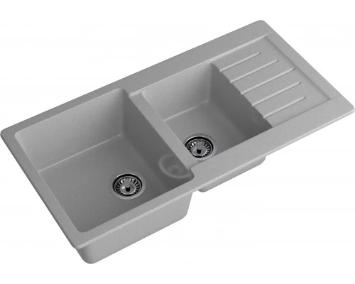 GRANFEST Мойка композит PRACTIK GF-P--980KL  2 чаши с  крылом 980*510 мм  серый  арт.GF-
