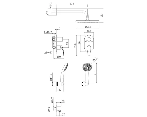 Смеситель Lemark Linara LM0429C для душа, встраиваемый