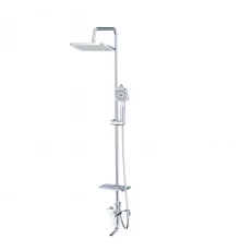 Aura Смеситель Lemark для ванны и душа с регулируемой высотой штанги и верхней душевой лейкой 