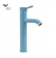 Город Смеситель для умывальника с высоким корпусом, одноручный, синий,  СЛАВЕН, СЛ-ОД-Д81