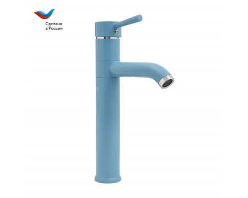 Город Смеситель для умывальника с высоким корпусом, одноручный, синий,  СЛАВЕН, СЛ-ОД-Д81