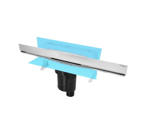 Желоб водосток WALL 600 пристенный, матовый хром, S-сифон D50/105 H50 вертикальный, BERGES