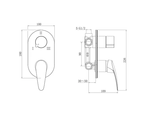 Смеситель Lemark Linara LM0428C для ванны и душа, встраиваемый