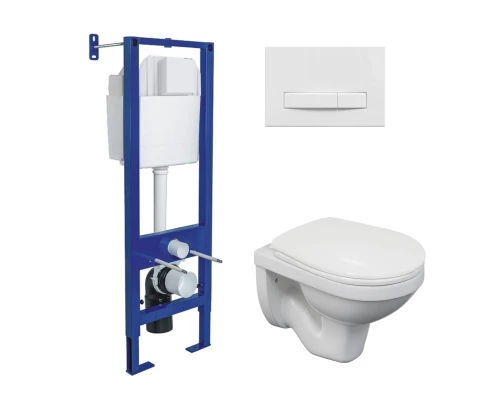 Комплект: инсталляция ATOM Line кнопка белая, унитаз Gamma, сиденье полипропилен Gamma PS, микролифт