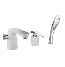 Melange Смеситель для ванны,на 3 отвер. монолит.изилв 182мм лейка,р/ОД,хром/белый, LM, LM4947CW