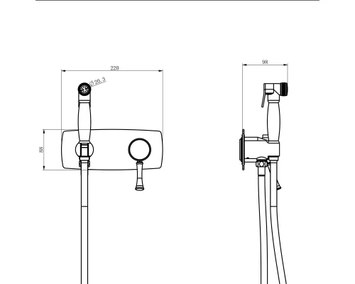 Peretto Смеситель для биде, гигиен.душ встраиваемый р/ОД, черный кофе, LM, LM6319RB