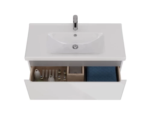 Тумба Lemark BUNO MINI 100 см под 1 раковину, подвесная, 1 ящик, цвет планки: Серый, цвет корпуса, ф