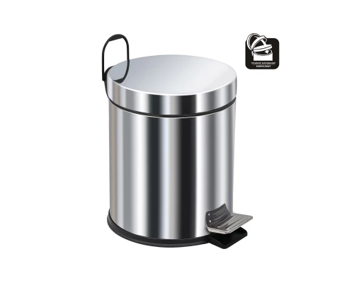 Ведро-контейнер для мусора с педалью 5 л, микролифт,хром,  BERGES