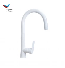 КОТТЕДЖ Смеситель для мойки с высоким изливом, одноручный, белый, СЛ-ОД-Г2Б, Славен