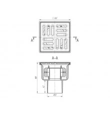 Трап верт. вып. 50, с реш. из  нерж. стали 10x10  сухой, ANI PLAST