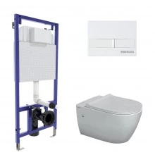 Комплект: инсталляция NOVUM, кнопка L1, унитаз MASCON  Rimless, сиденье дюропласт Toma Slim SO, BERG