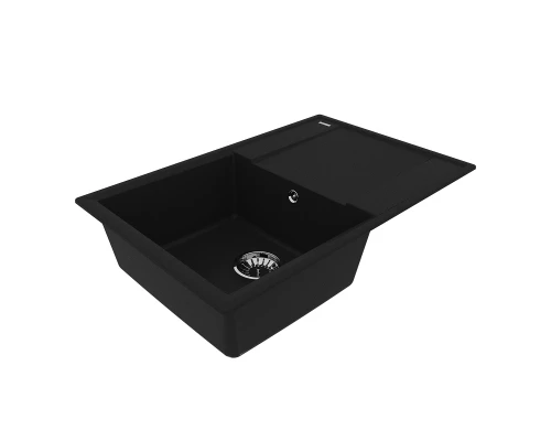 Кухонная мойка Lemark IMANDRA 760 врезная прямоугольная с крылом из кварцгранита, Антрацит 