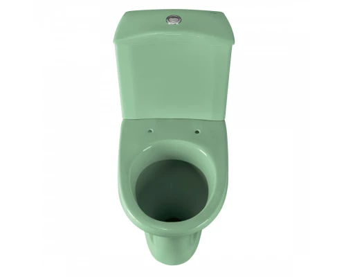 Унитаз-компакт "Вест" косой выпуск, с кнопочной арматурой и сиденьем, салатовый SANTERI