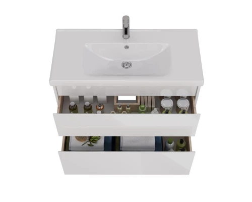 Тумба Lemark COMBI 100 см под 1 раковину, подвесная/напольная, 2 ящика, цвет корпуса, фасада: Белый 