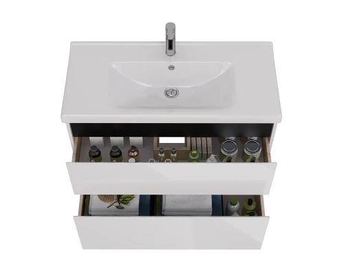 Тумба Lemark COMBI 100 см под 1 раковину, подвесная/напольная, 2 ящика, цвет планки: Чёрный, цвет ко