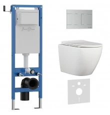 Комплект 3в1 IBERICA BLANCA инсталляция SILENCIO MINI, унитаз BILBAO ALTO белый, кнопка смыва INOX-R хром матовый (IB.001M.BLA.234.1501)