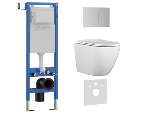 Комплект 3в1 IBERICA BLANCA инсталляция SILENCIO MINI, унитаз BILBAO ALTO белый, кнопка смыва INOX-R хром матовый (IB.001M.BLA.231.1501)