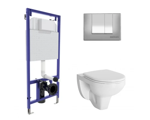 Комплект для монтажа подвесного унитаза GAMMA: инсталляция NOVUM525, кнопка S3, унитаз  с сиденьем