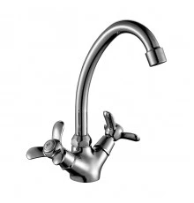 Q02 Смеситель для кухни, пов.излив 157мм, р/ДВ, хром, ROS, Q02-71