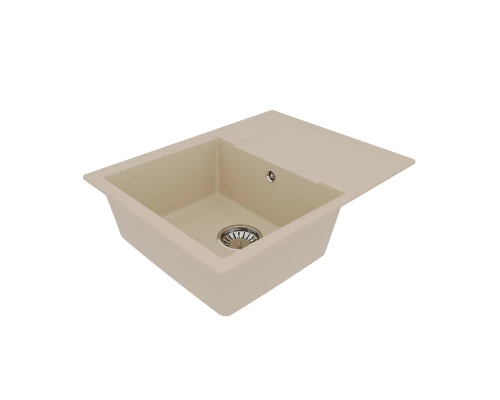 Кухонная мойка Lemark IMANDRA 640 врезная прямоугольная с крылом из кварцгранита, Бежевый