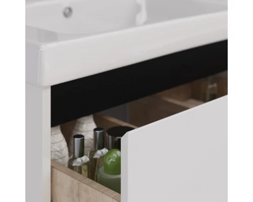 Тумба Lemark COMBI 125 см под 2 раковины, подвесная/напольная,4 ящика, цвет планки: Чёрный, цвет кор