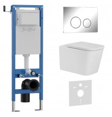 Комплект 3в1 IBERICA BLANCA инсталляция SILENCIO MINI, унитаз TOLEDO ALTO белый, кнопка смыва INOX-O хром глянцевый (IB.001M.TLA.234.8131)