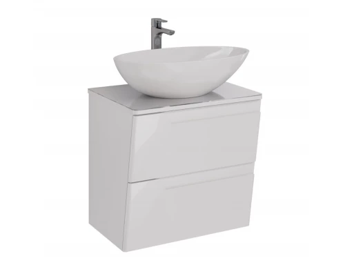 Тумба Lemark MIANO 60 см под 1 раковину, подвесная, 2 ящика, цвет корпуса, фасада: Белый глянец
