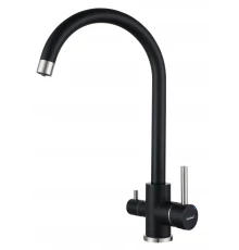 GRANFEST QUARZ  Смеситель для кухни U-обр. с краном питьевой воды D-35мм (черный)