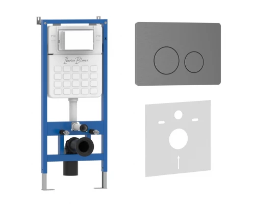 Комплект 2в1 IBERICA BLANCA инсталляция SILENCIO, кнопка смыва INOX-O вороненая сталь (IB001.818)