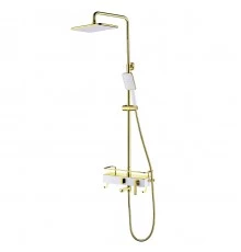 Mista Смеситель для ванны-душа, пов.излив 105мм 'Троп.дождь' лейка, р/ОД, белый/золото, LM, LM6462WG