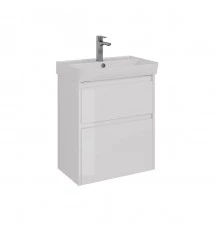 Тумба Lemark COMBI 60 см под 1 раковину, подвесная/напольная, 2 ящика, цвет корпуса, фасада: Белый г