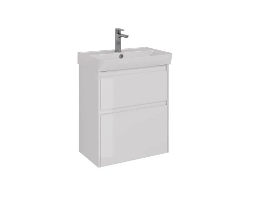 Тумба Lemark COMBI 60 см под 1 раковину, подвесная/напольная, 2 ящика, цвет корпуса, фасада: Белый г