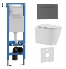 Комплект 3в1 IBERICA BLANCA инсталляция SILENCIO MINI, унитаз BURGOS ALTO белый, кнопка смыва ESTI-S серый матовый (IB.001M.BRA.231.856)