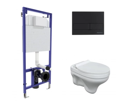 Комплект: инсталляция NOVUM, кнопка L5 черная Soft Touch, унитаз ALBIT S, сиденье дюропласт Top Slim