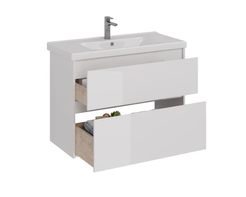 Тумба Lemark COMBI 100 см под 1 раковину, подвесная/напольная, 2 ящика, цвет корпуса, фасада: Белый 