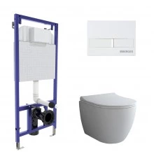 Комплект: инсталляция NOVUM, кнопка L1, унитаз OKUS, сиденье дюропласт Toma Slim SO, BERGES