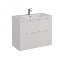 Тумба Lemark VEON 90 см под 1 раковину, подвесная/напольная, 2 ящика, цвет корпуса, фасада: Белый гл
