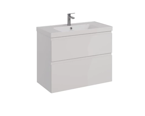 Тумба Lemark VEON 90 см под 1 раковину, подвесная/напольная, 2 ящика, цвет корпуса, фасада: Белый гл