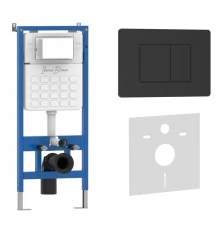 Комплект 2в1 IBERICA BLANCA инсталляция SILENCIO, кнопка смыва INOX-C черный матовый (IB001.112)