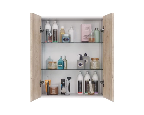 Шкаф Lemark COMBI 60 см подвесной, 2-х дверный, цвет фасада: Дуб кантри, цвет корпуса: Белый глянец