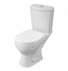 Унитаз-компакт "Ультра" косой выпуск с кнопочной арматурой и сиденьем,крап на белом