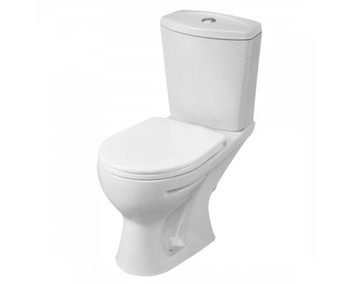 Унитаз-компакт "Ультра" косой выпуск с кнопочной арматурой и сиденьем,крап на белом