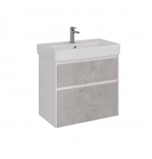 Тумба Lemark COMBI 80 см под 1 раковину, подвесная/напольная, 2 ящика, цвет фасада: Бетон, цвет корп