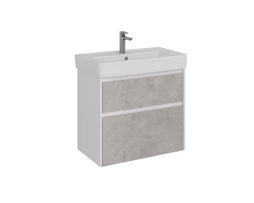 Тумба Lemark COMBI 80 см под 1 раковину, подвесная/напольная, 2 ящика, цвет фасада: Бетон, цвет корп