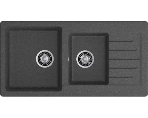 GRANFEST Мойка композит PRACTIK GF-P--980KL  2 чаши с  крылом 980*510 мм графит арт.GF-