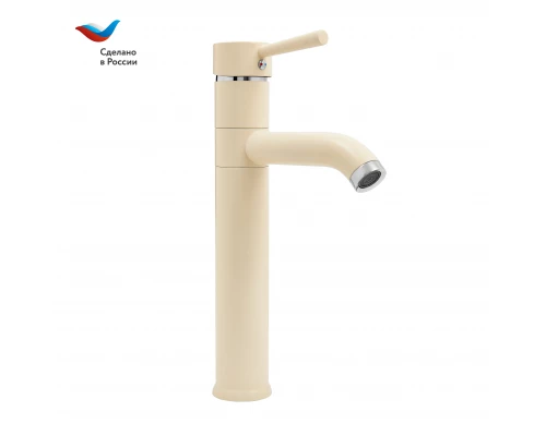 Город Смеситель для умывальника с высоким корпусом, одноручный, кремовый,  СЛАВЕН, СЛ-ОД-Д83