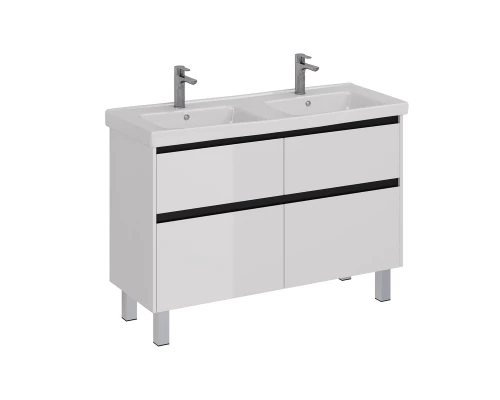 Тумба Lemark COMBI 125 см под 2 раковины, подвесная/напольная,4 ящика, цвет планки: Чёрный, цвет кор