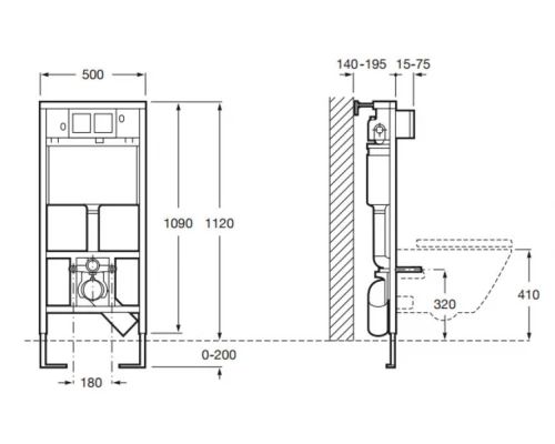 Инсталляционная система Roca Duplo WC 890090020 для унитаза (7.8900.9.002.0) с кнопкой смыва